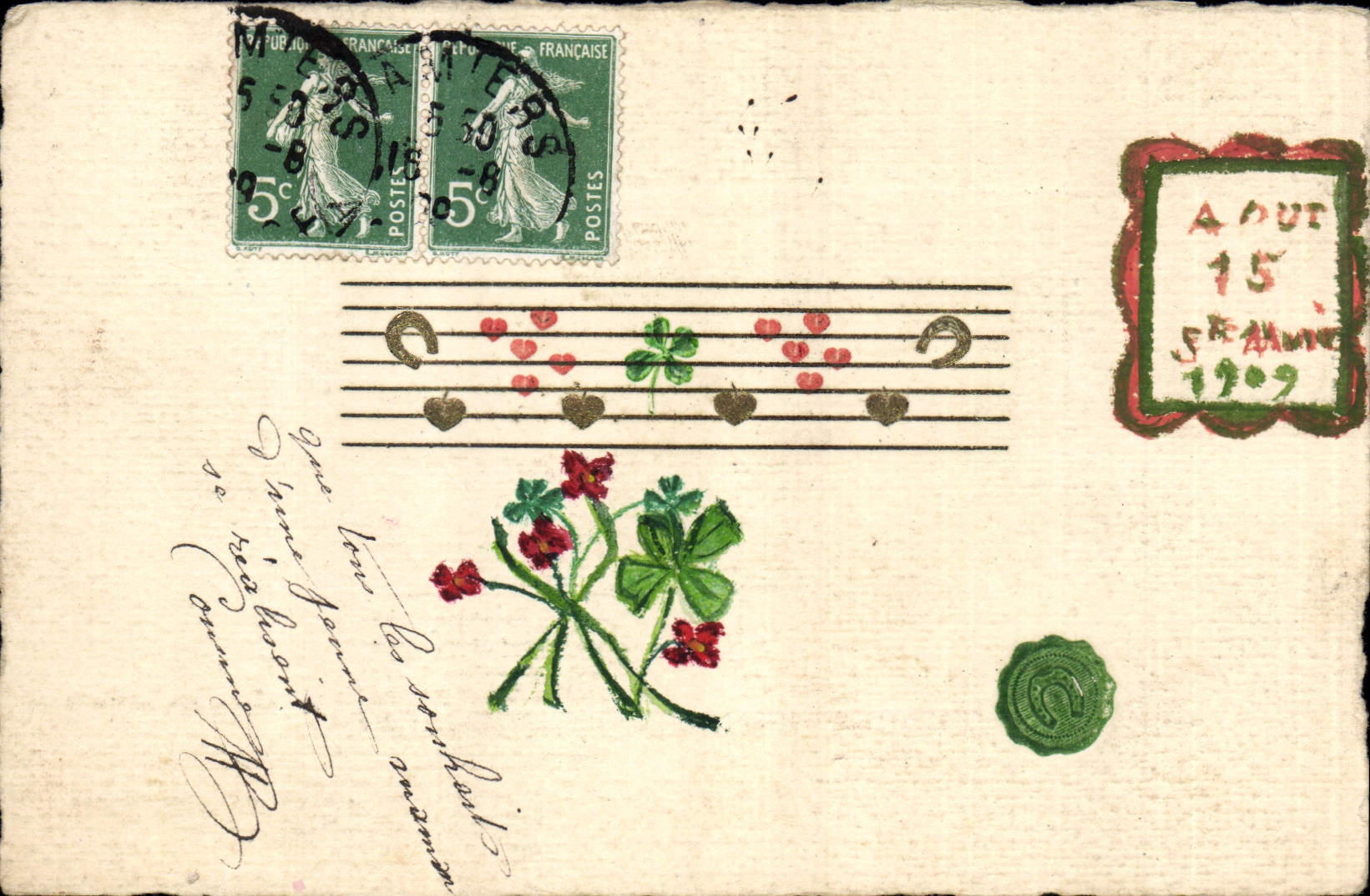 Fleurs et notes musicales — illustration décorative — éditeur non visible