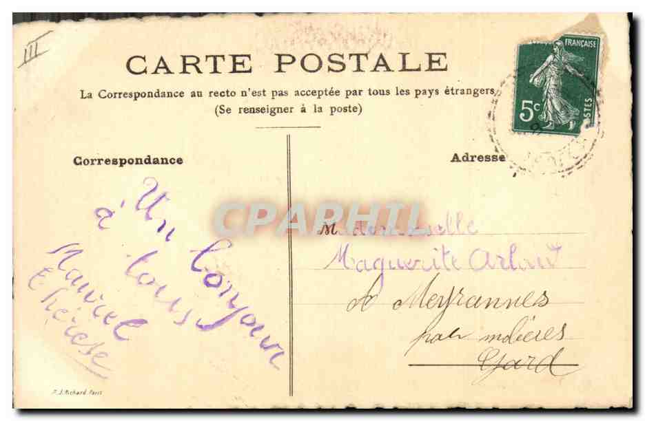Violette — dessin à l'aquarelle — Z. L. Richard, Paris — Rückseite