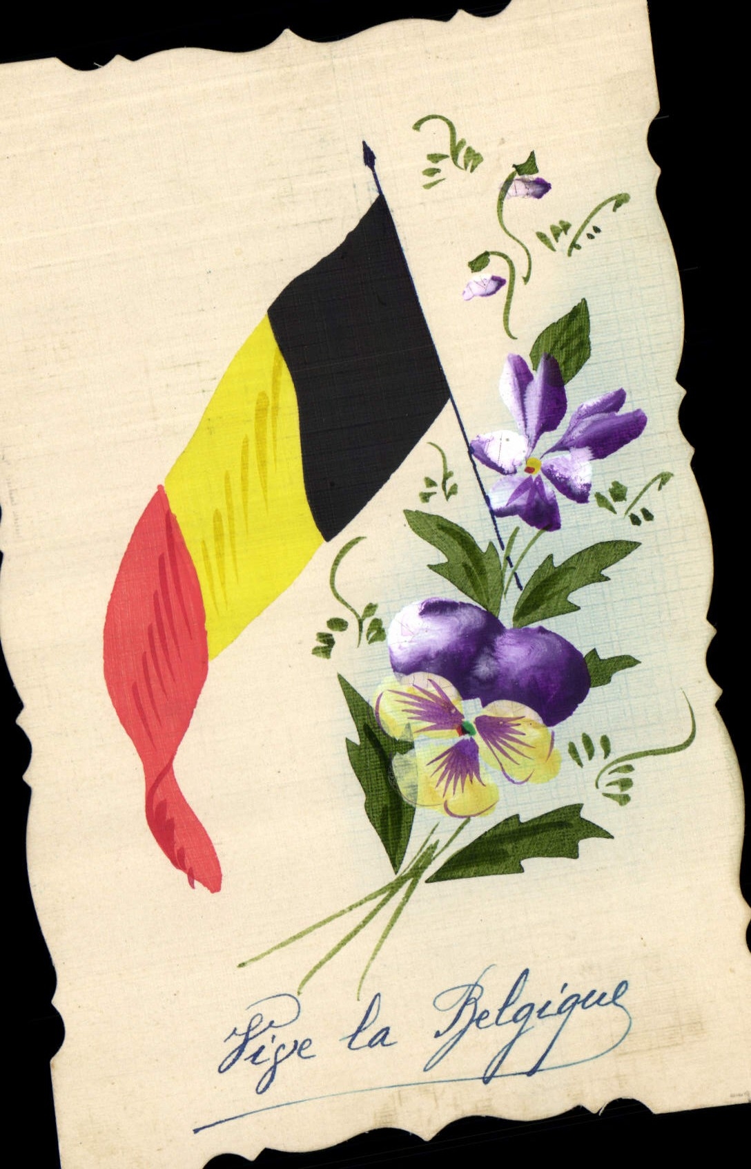 Drapeau belge et fleurs — Petite Belgique — éditeur non visible