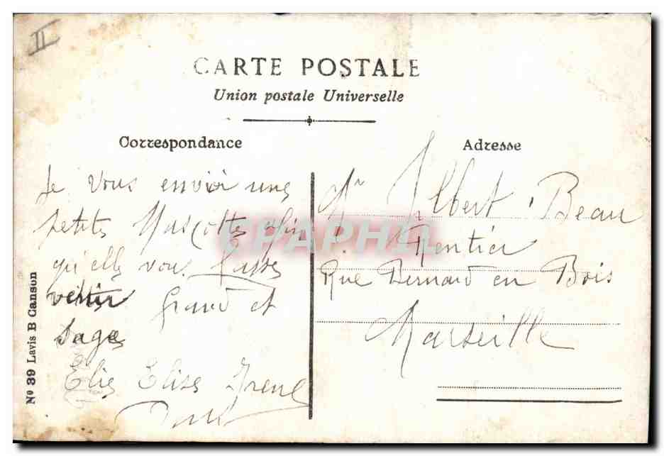 Chat noir sur lune — Bonne Année — Porres — Verso