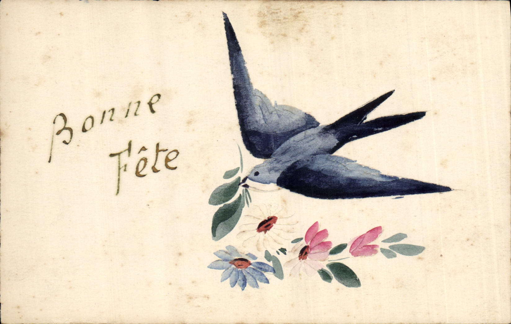 Oiseau portant des fleurs — Bonne Fête — Sun's Edition N° 213