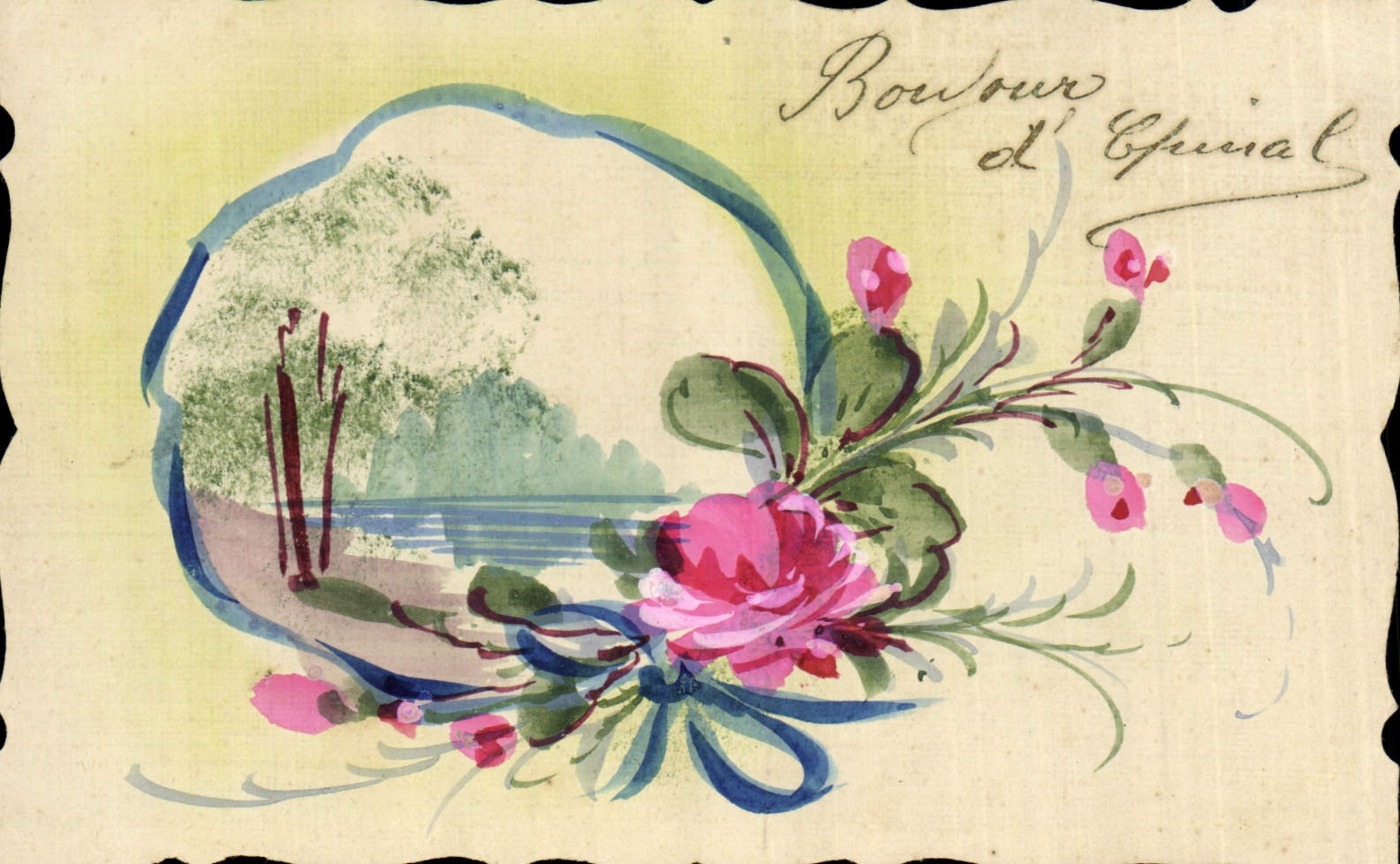 Bouvoir d'Épinal — paysage et fleurs — éditeur non visible