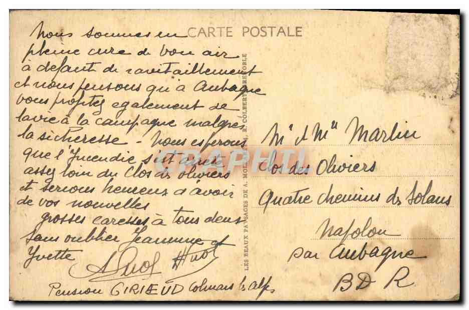 CPA Chateau Colmars les Alpes Le Fort de Savoie  — Rückseite