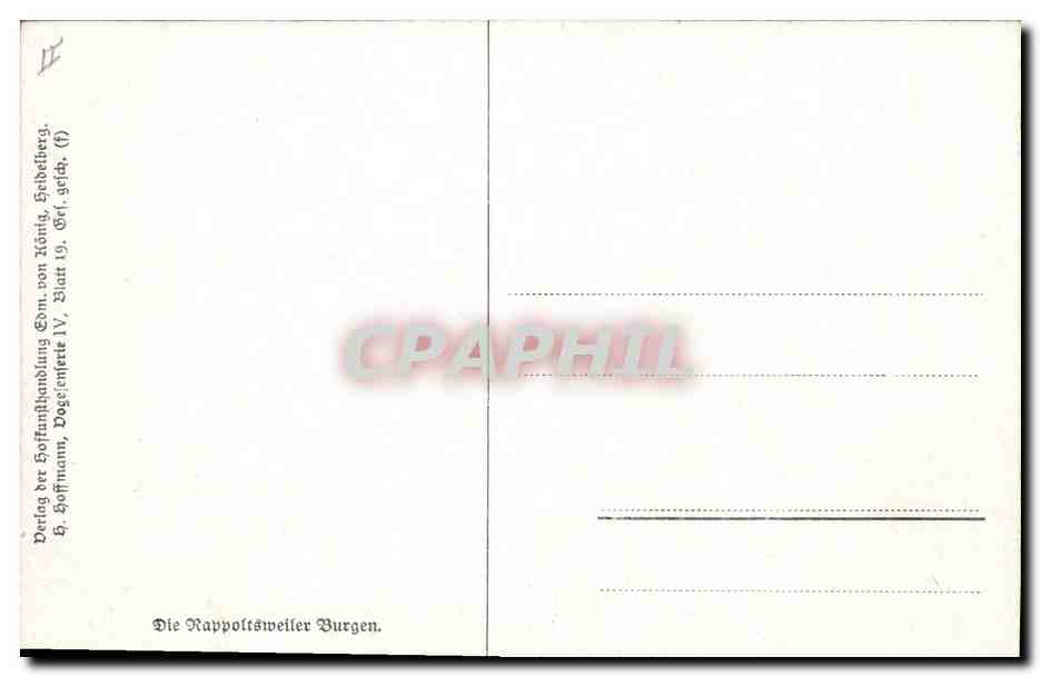 CPA Chateau Die Rappolstweiler Burgen — Rückseite