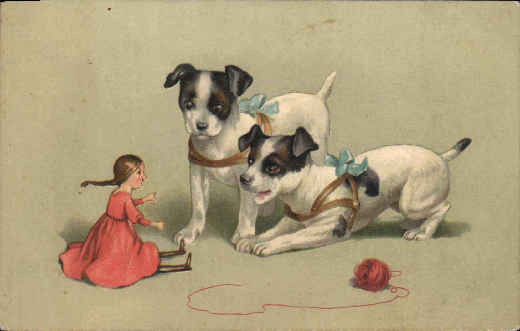 Kleine Mädchen und zwei Welpen — unbekannter Verlag, Nr. 530