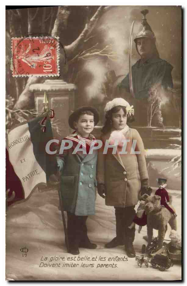Enfants imitant leurs parents — La gloire est belle, et les enfants doivent imiter leurs parents. — Éditeur : C. 17