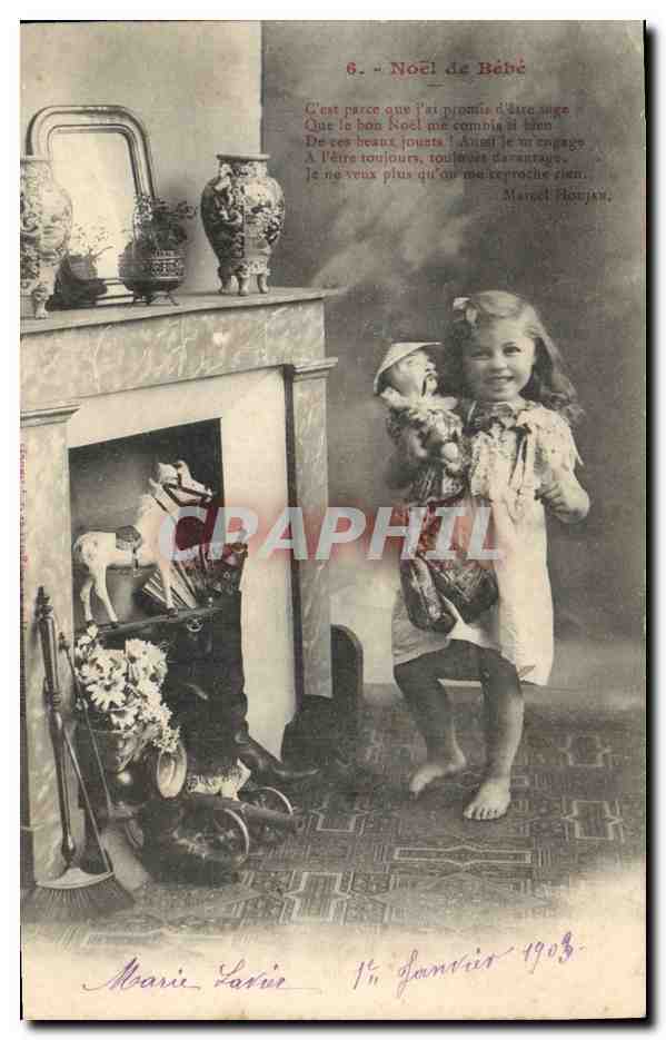 CPA Fantaisie Enfant Poupee Noel