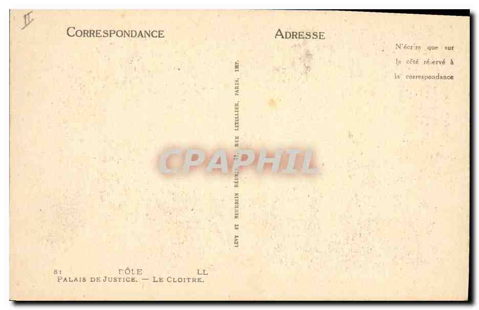 CPA Palais de Justice Dole Le cloitre — Verso