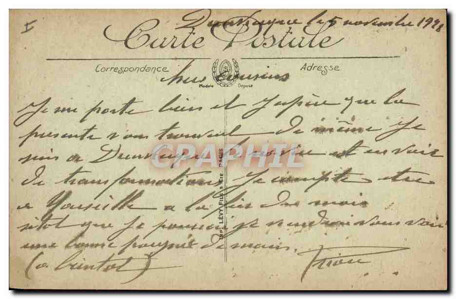 CPA Palais de Justice Dunkerque — Verso