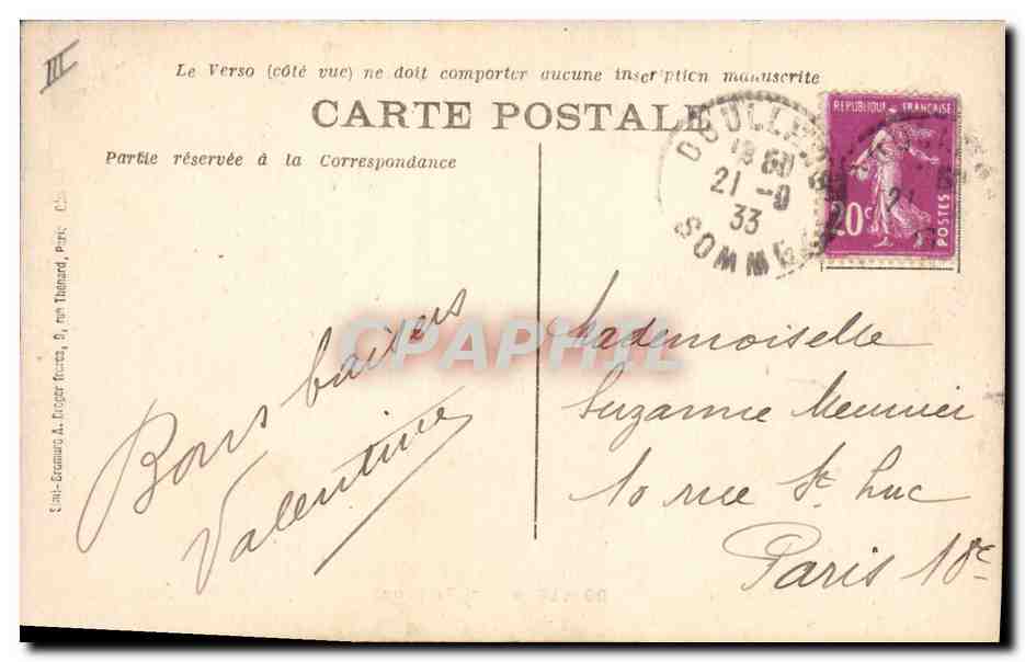 CPA Palais de Justice Doullens Le tribunal — Verso