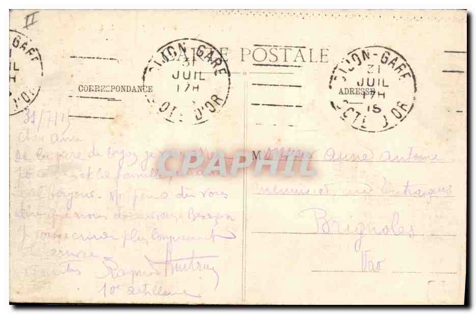 CPA Palais de Justice Dijon — Verso