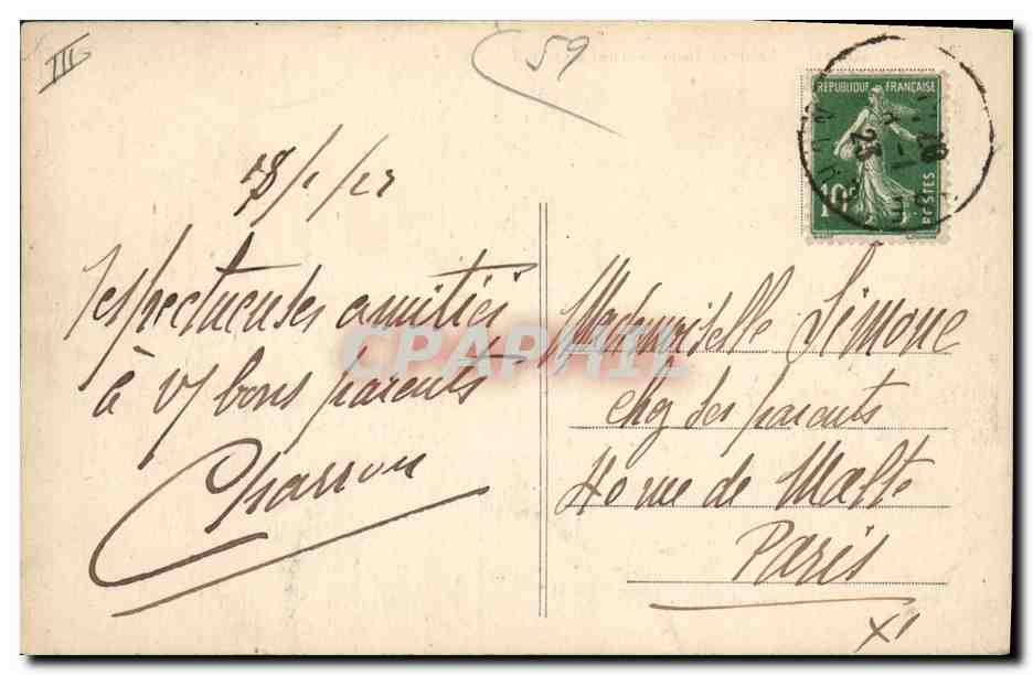 CPA Palais de Justice Douai — Verso