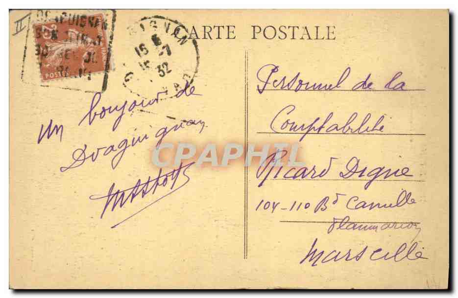 CPA Palais de Justice Rue Nationale Draguignan — Verso