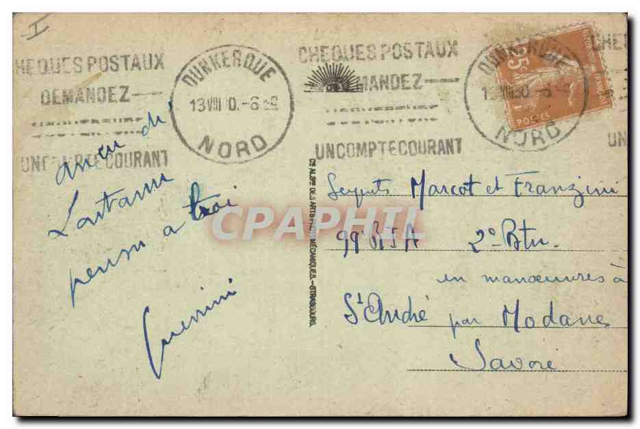 CPA Palais de Justice Dunkerque Tramway — Verso