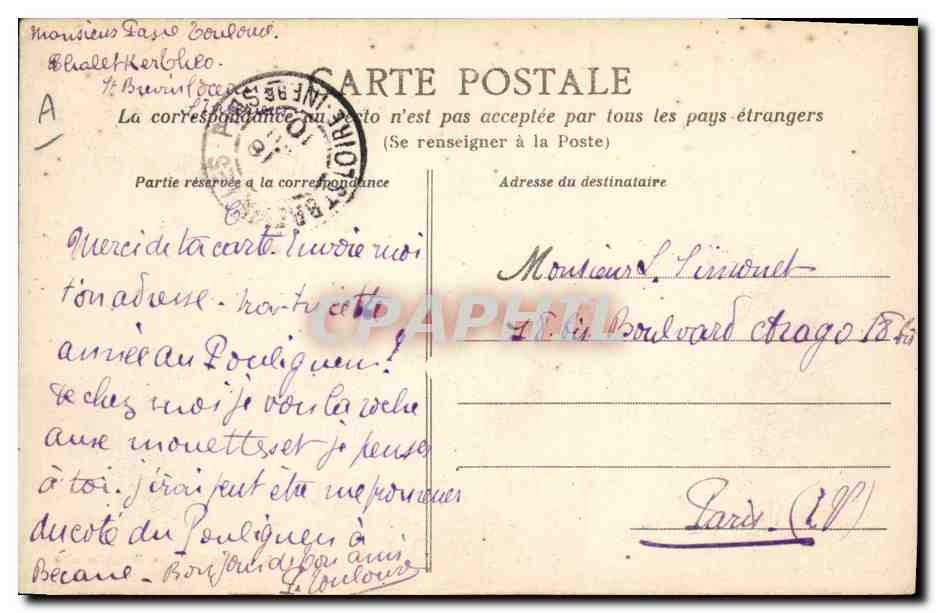CPA Bateau de Guerre Le Conde Croiseur Cuirasse — Verso