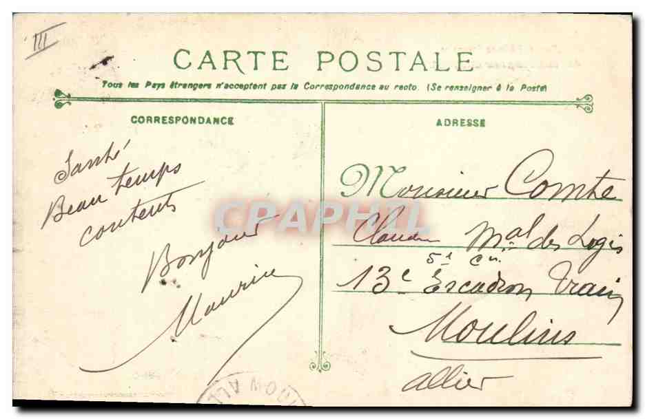 CPA Bateau de Guerre Contre torpilleur Carabinier — Verso