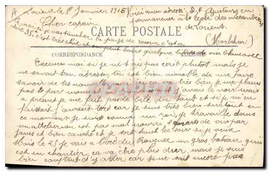Le "Courbet" — Cuirassé d'Escadre de 23.000 tonnes — LL. — Marine de Guerre — Verso