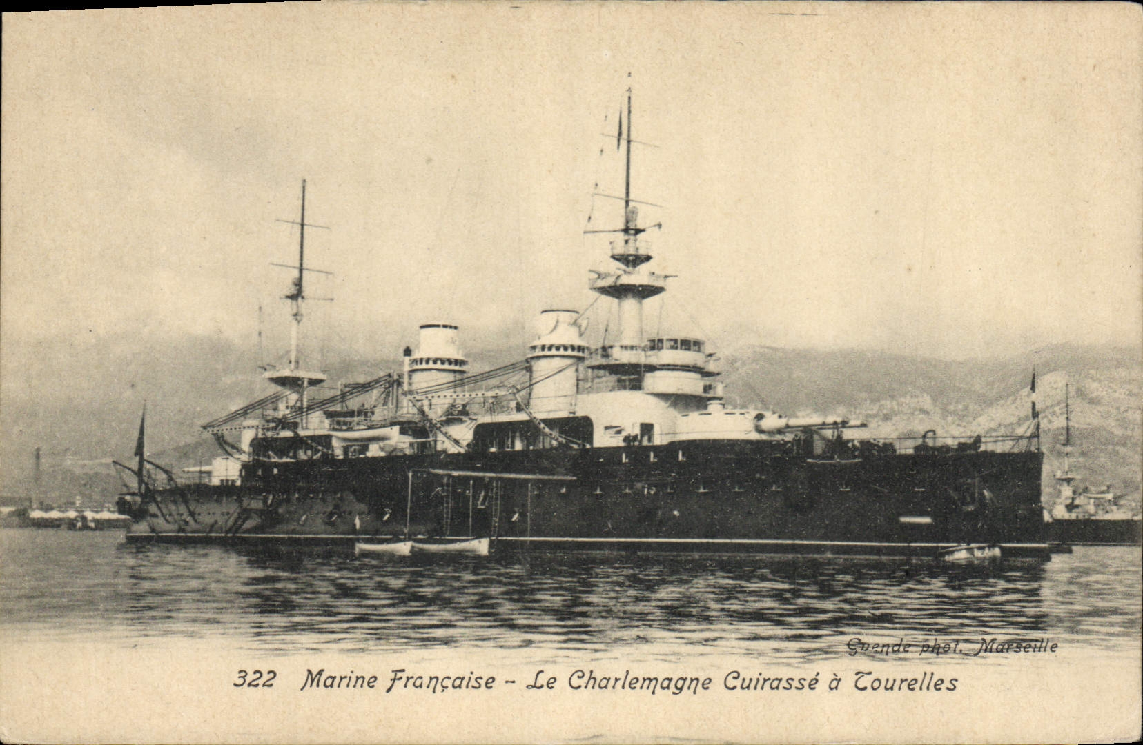 Le Charlemagne — Cuirassé à Tourelles — Guende phot. Marseille n°322