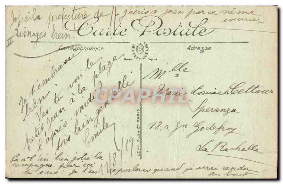 CPA Prefecture Limoges — Verso