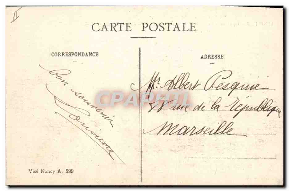 CPA Luneville Aspect de la Sous Prefecture incendiee par les obus Allemands Militaria — Verso