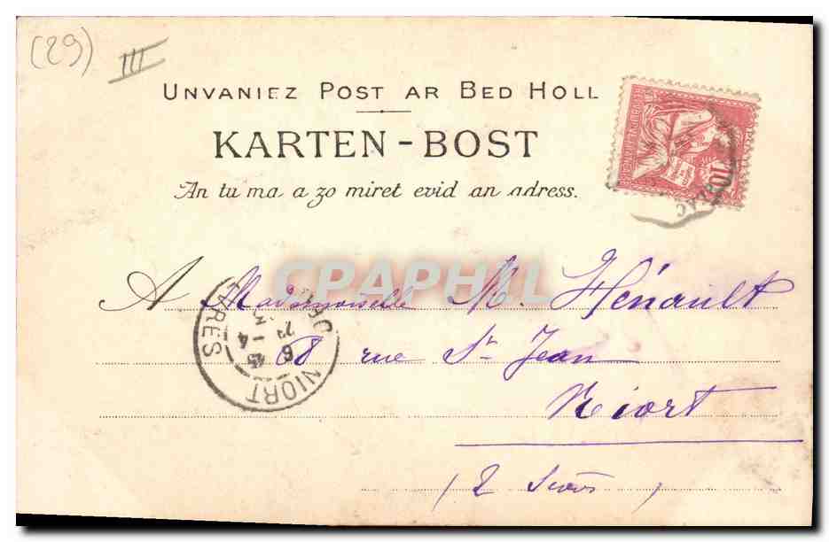 CPA Folklore Un petit Bigouden Pont L'Abbe — Verso