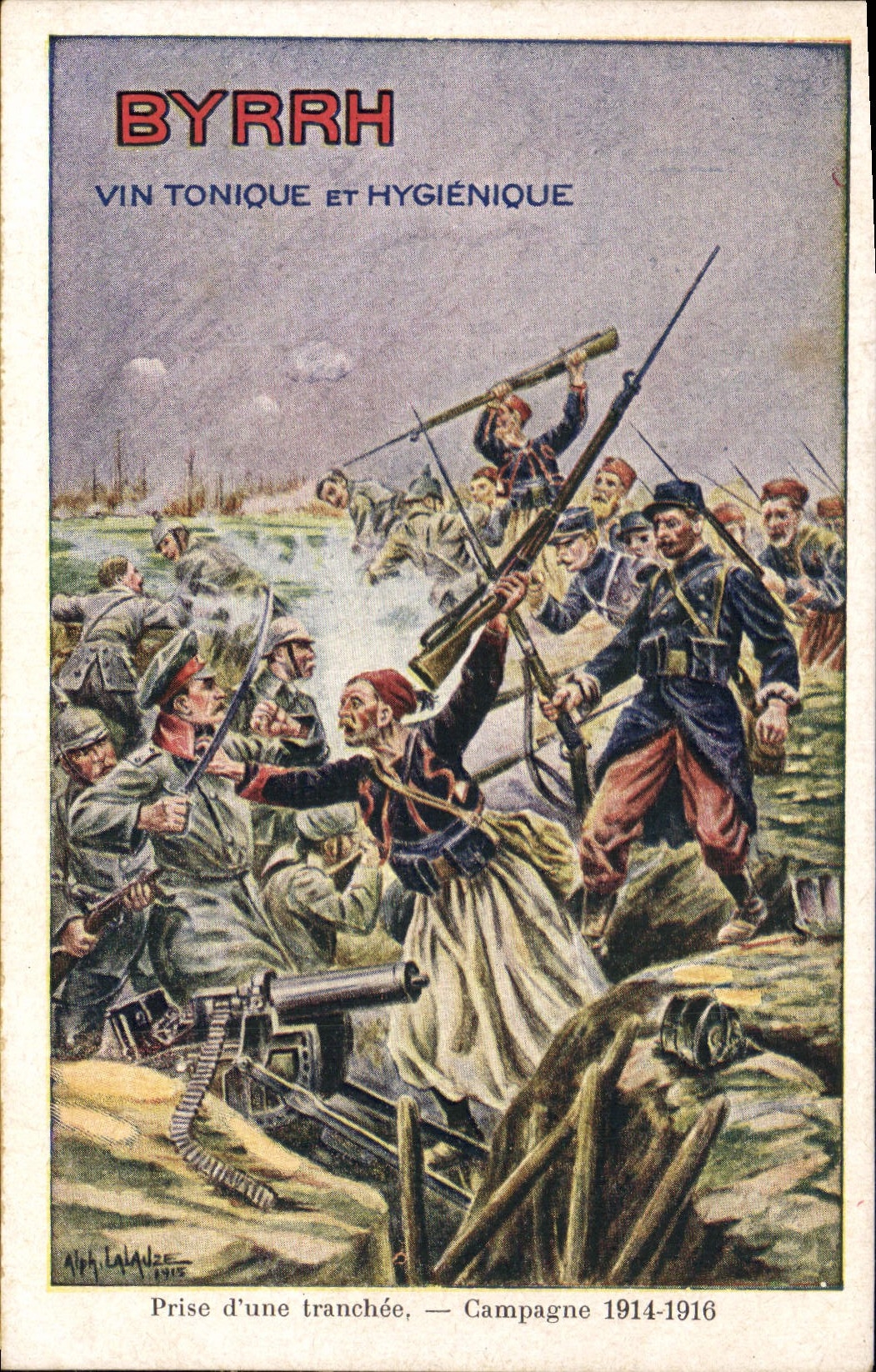 Eroberung einer Schützengrube — Kampagne 1914-1916 — Byrrh Tonic und hygienisches Wein