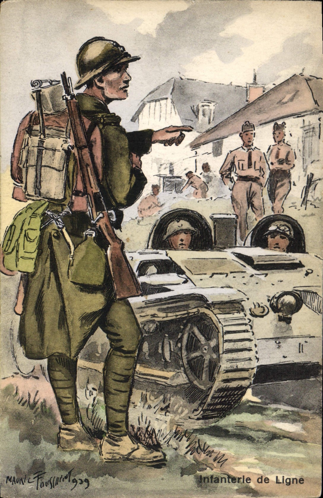 Infanterie de Ligne — Soldat guidant un char d'assaut — Mauny-Fouschard 1939