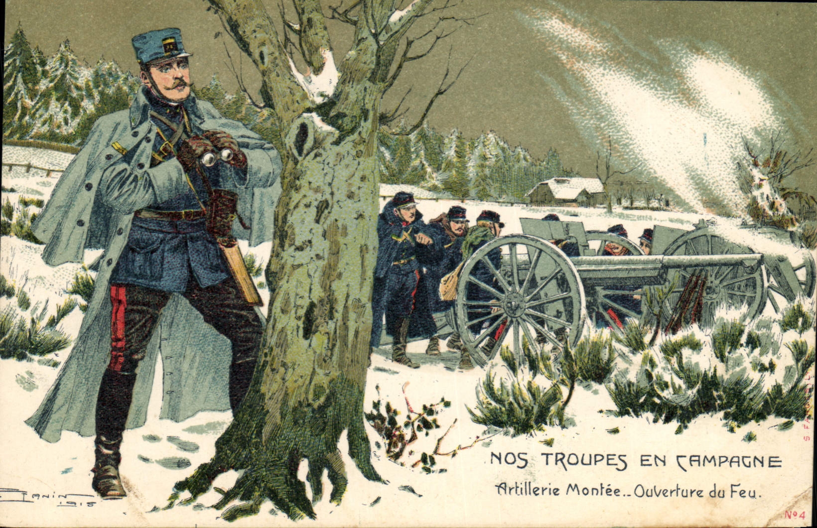 Our Troops in the Field — Mounted Artillery. Opening Fire — Publisher E. G. N. No. 4