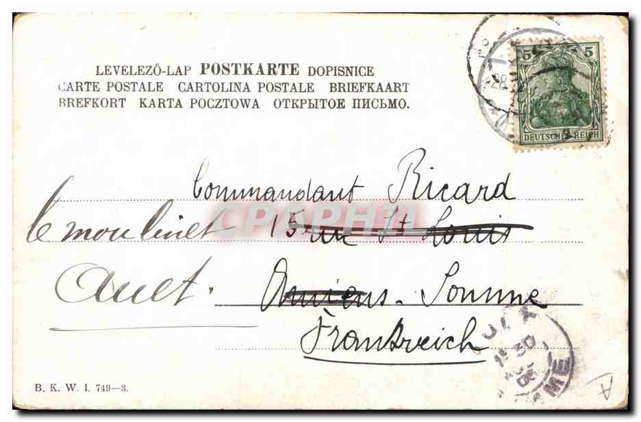 Vintage Postcard Military The Captain — Back