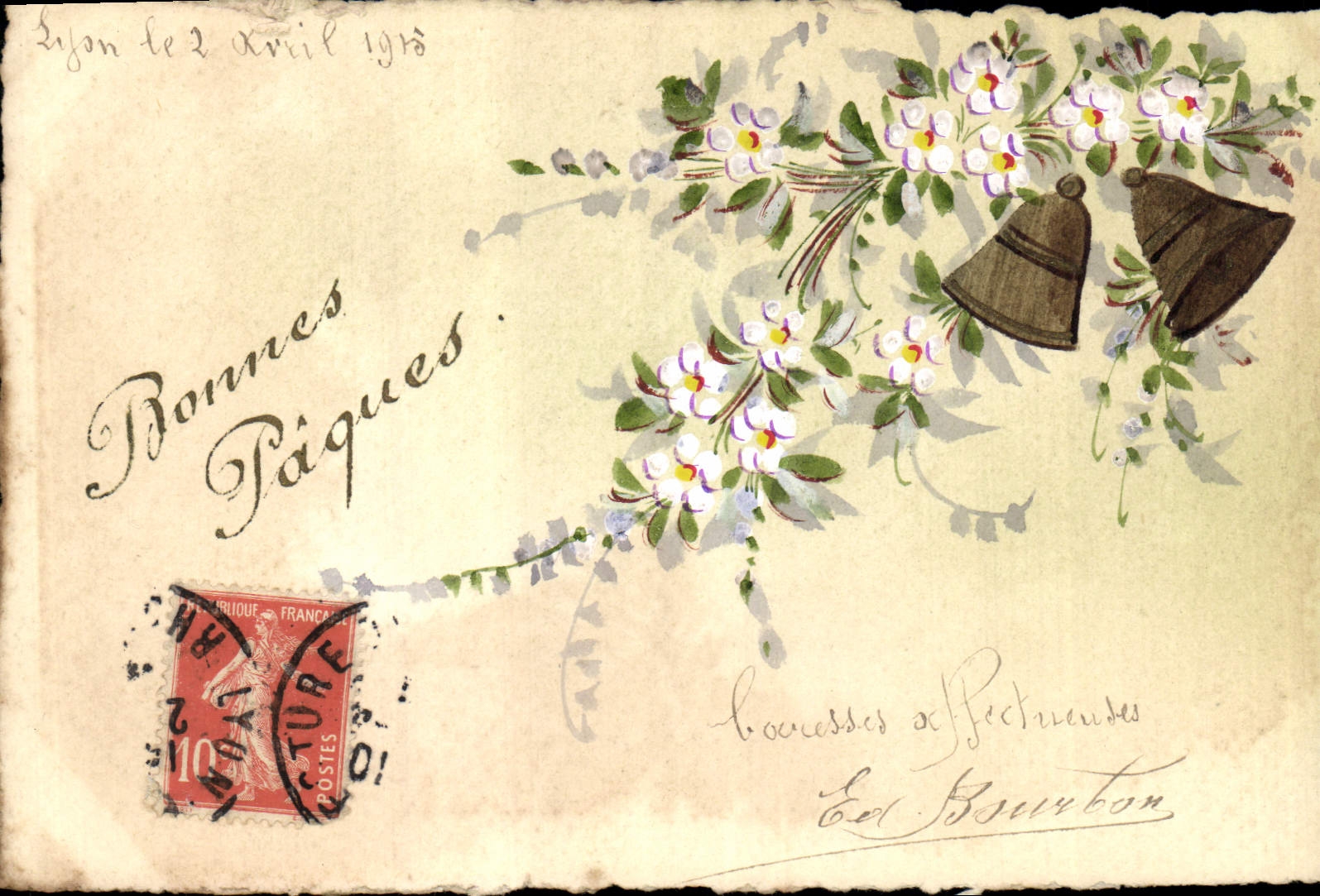 Lyon — Bonnes Pâques — Carte postale de Pâques 1915