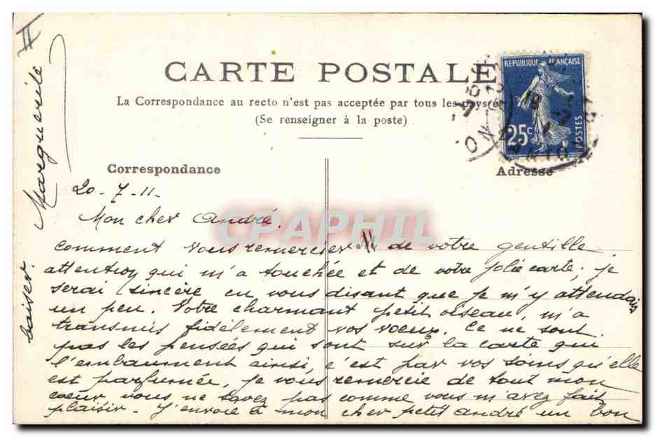 Fleurs — Les fleurs disent mon amitié — Marguerite — Verso