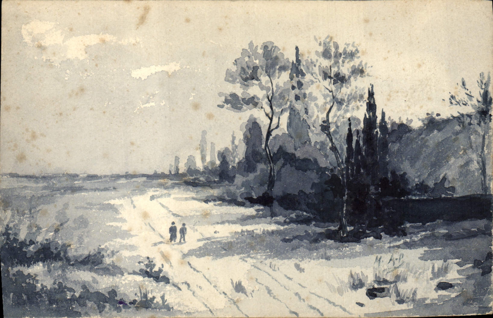 Landschap met twee figuren — watercolor — n° III