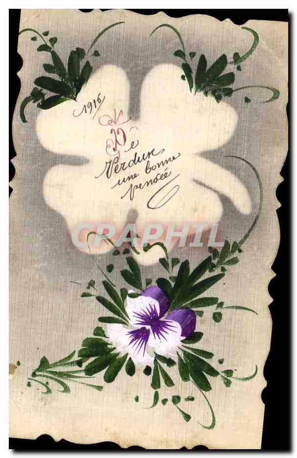 Verdun — souvenir de 1916 — carte postale décorée de violette