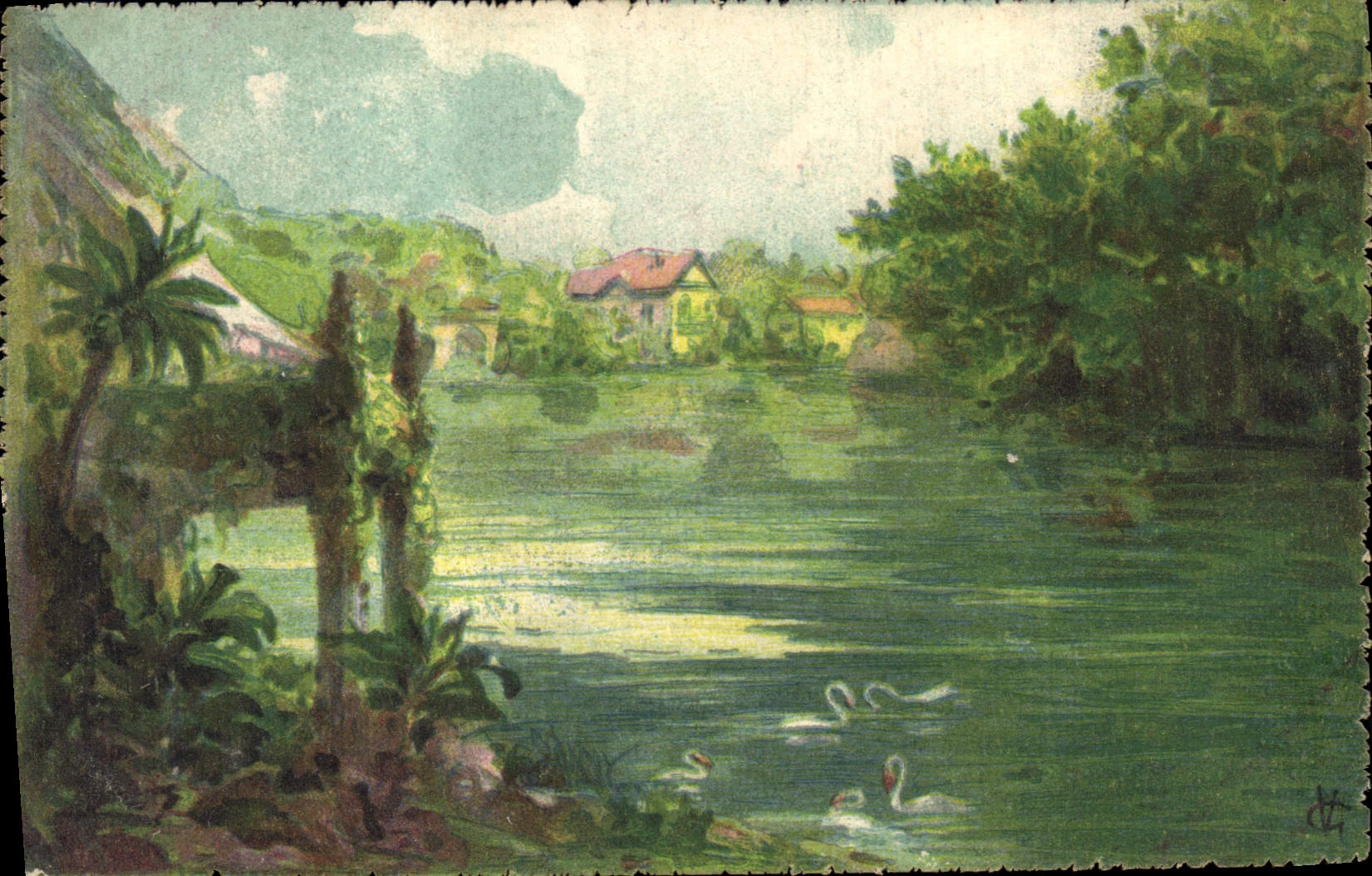 Lago de los cisnes — paisaje italiano — T.A.M. n°2609
