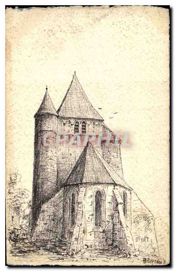 Iglesia de San Etienne — dibujo a tinta — A. Bepinou
