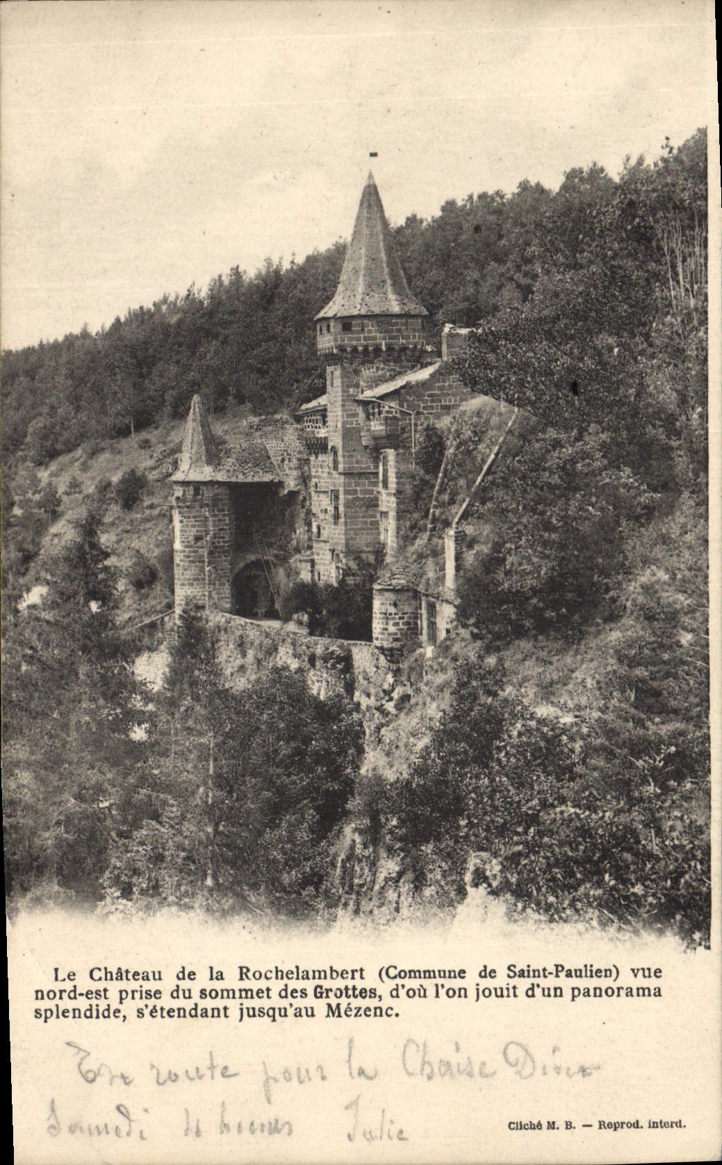 CPA Le Chateau de la Rochelambert (Commune de Saint Paulien) vue nord est du sommet des Grottes 