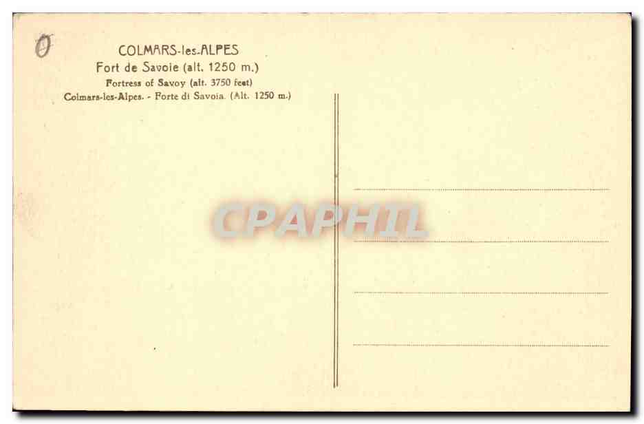 CPA Colmars les Alpes Fort de Savoie (alt 1250 m)  — Rückseite
