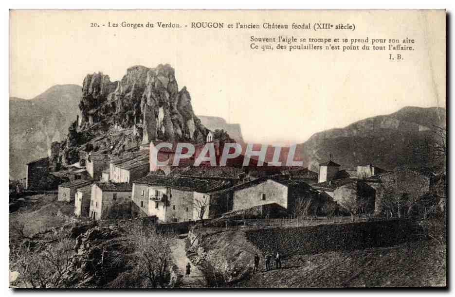 CPA Les Gorges du Verdon Rougon et l'ancien chateau feodal (XIII siecle) 