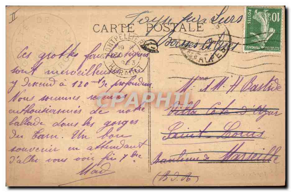 CPA Les pyrenees Grottes de Dargilan Entree de l'eglise  — Rückseite