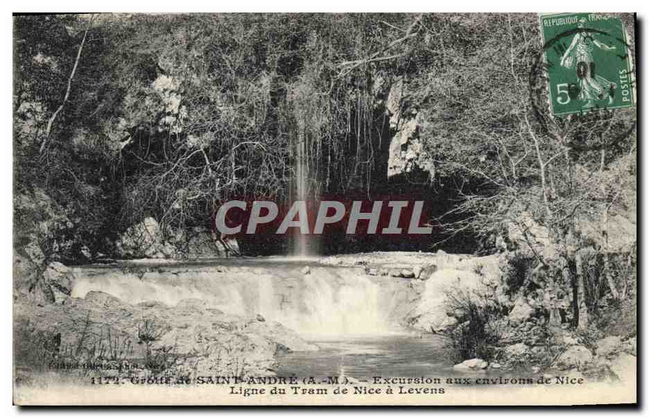 CPA Grotte de Saint Andre Excursion aux environs de Nice Ligne du Tram de Nice a Levens 