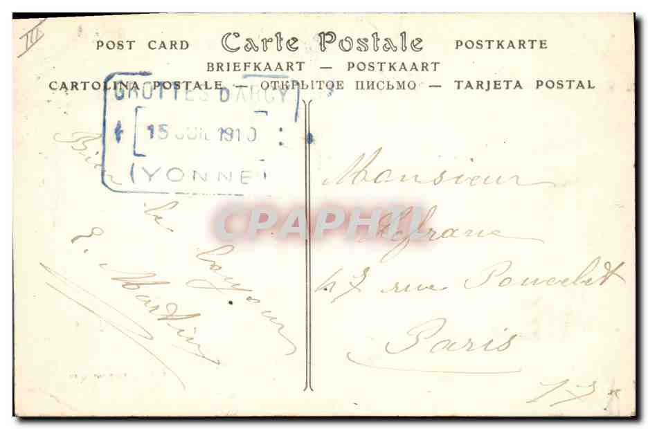 CPA Arcy sur Cure Les Grottes le Calvaire  — Rückseite