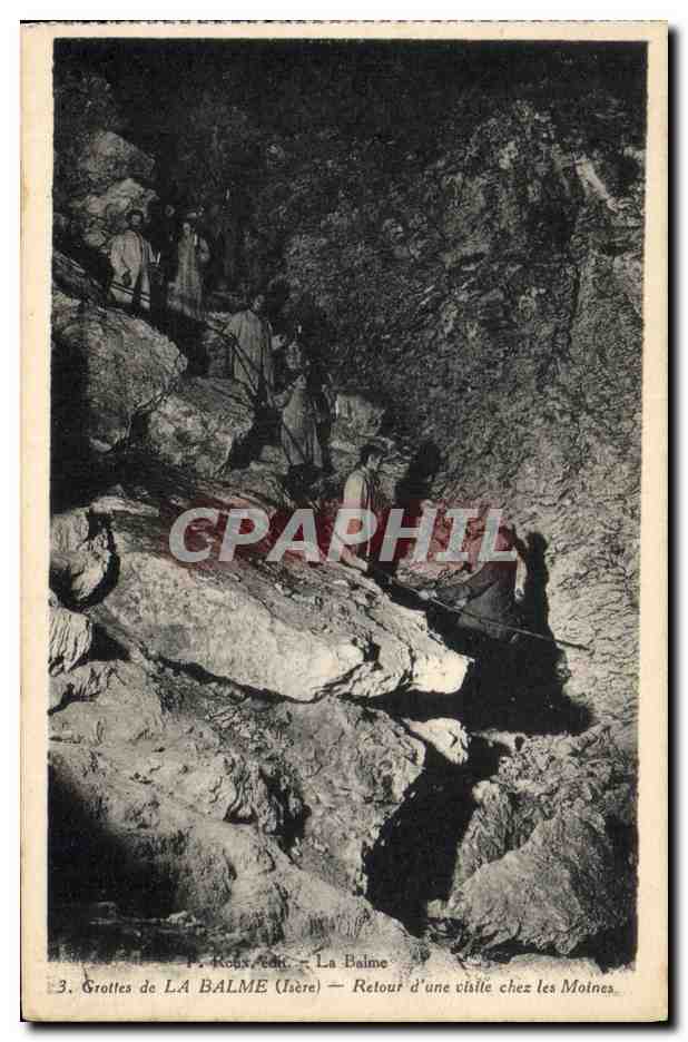 CPA Grottes de la Balme (Isere) Retour d'une visite chez les Moines 