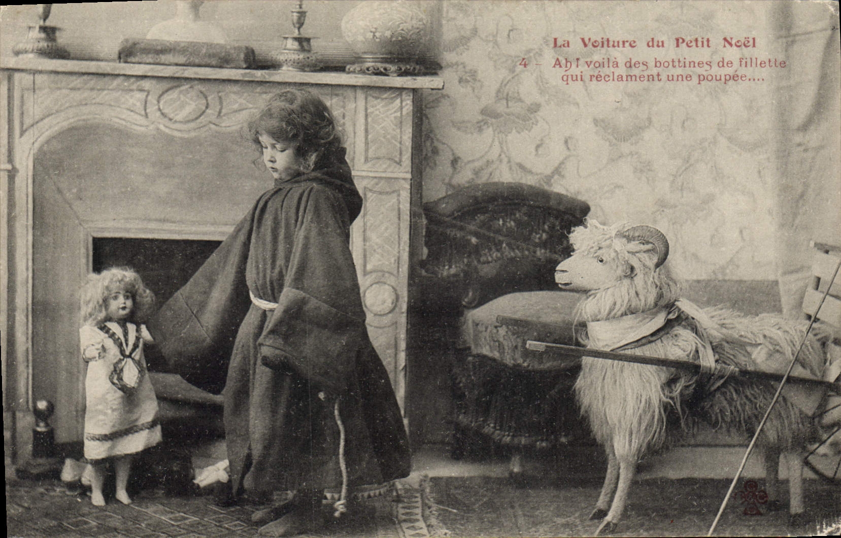 CPA Fantaisie Poupee Bouc Chevre  La voiture du petit Noel Ah voila les bottines de fillette qui rec