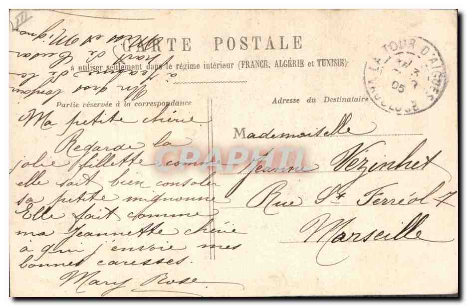 CPA Fantaisie Poupee  Les petites mamans Ne pleure pas ma cherie nous irons voir le petit cousin Ren — Verso