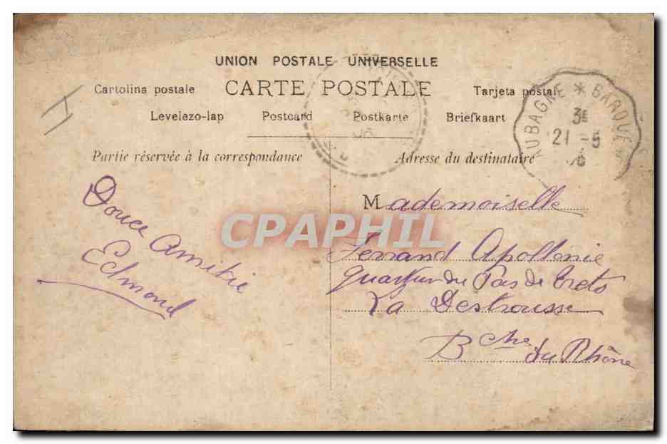 CPA Fantaisie Poupee  Hier C'etait un bel enfant a la tete bouclee visage en satin rose et de mine f — Verso
