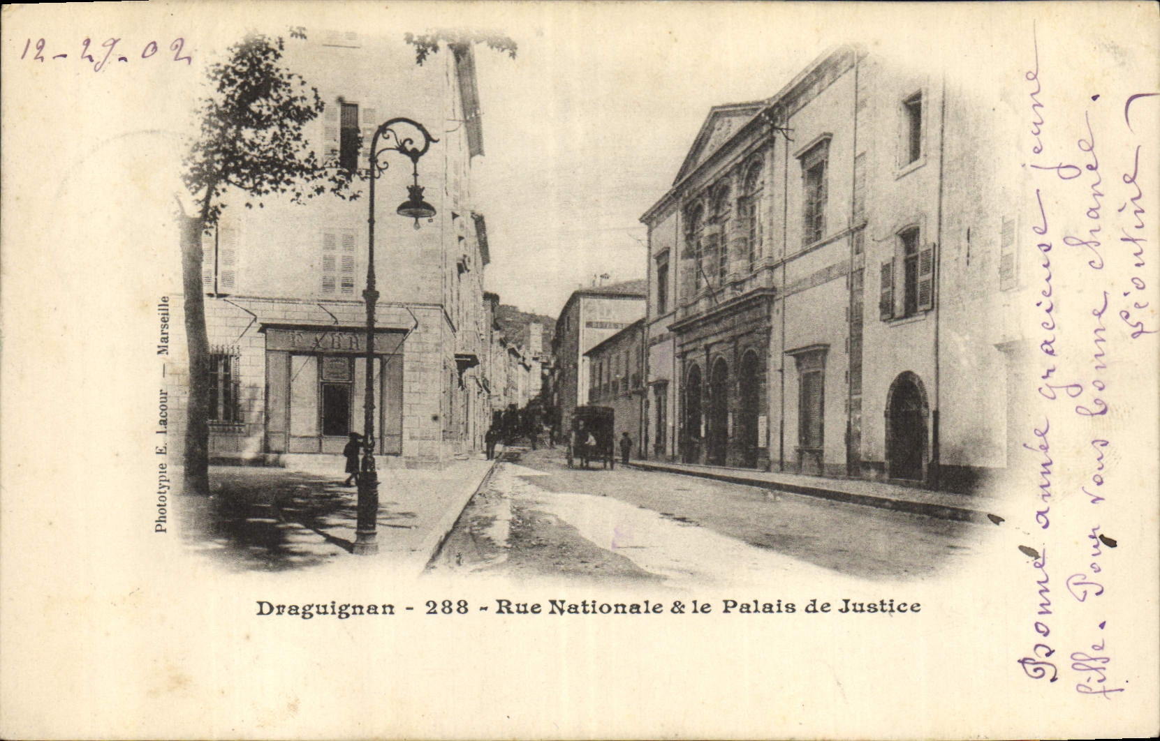 Draguignan - 288 - Rue Nationale & le Palais de Justice — Phototype E. Lacour - Marseille