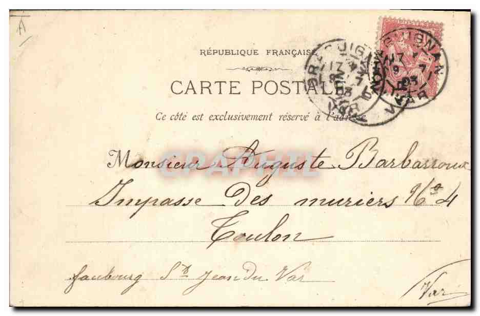 CPA Draguignan Rue Nationale & Le Palais de Justice — Verso