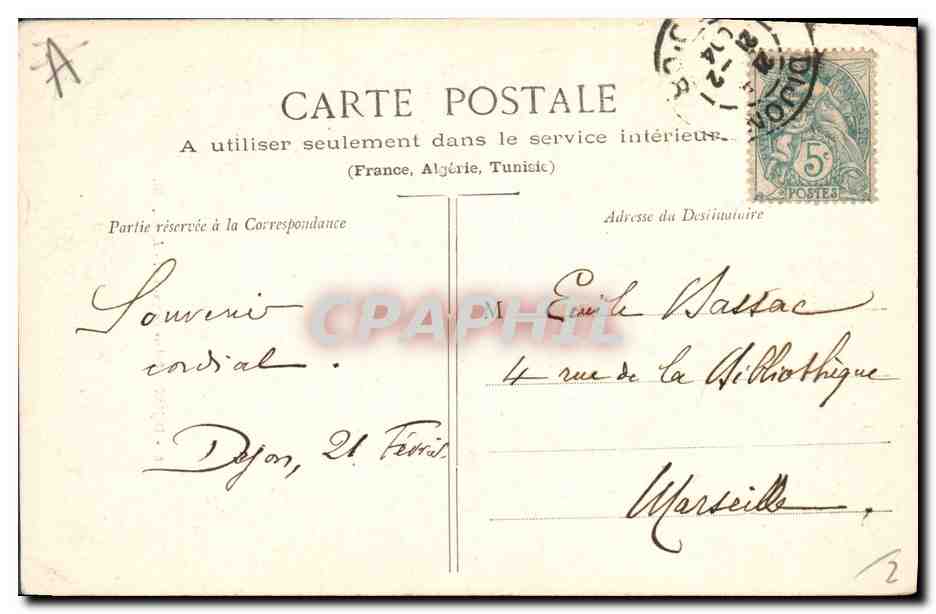 CPA Dijon Palais de Justice  — Verso