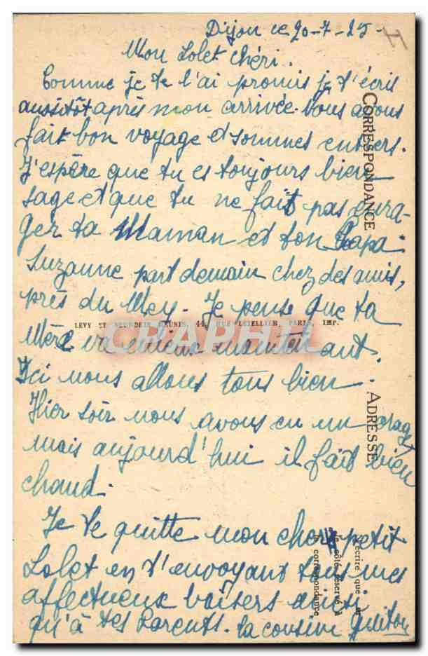 CPA Dijon Le Porche du Palais de Justice  — Verso