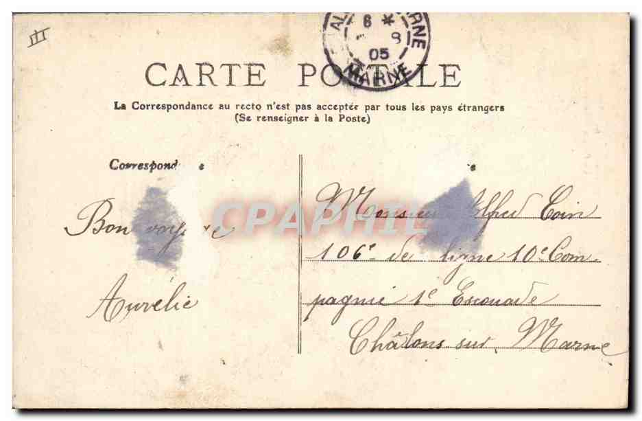 CPA Marne Epernay Le Palais de Justice  — Verso